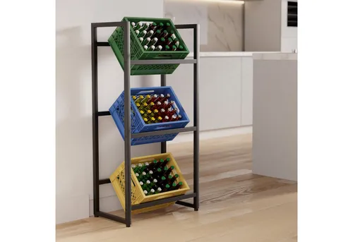 TroniTechnik Getränkekistenregal aus Stahl, 360 kg belastbar - Platzsparendes Regal für Getränke und mehr, mit 3 stabilen Ebenen und einfacher Montage – ideal für Keller, Vorratsräume oder Garagen.