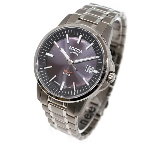 Boccia Herren Analog Quarz Uhr 3643-04 mit Titan Armband - Elegante Armbanduhr für Herren mit 10 bar Wasserdichtigkeit, ideal für Schwimmen und Schnorcheln. Hochwertiges Titan-Armband und -Gehäuse für Langlebigkeit und Stil.