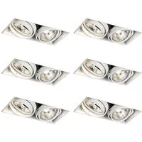Qazqa LED Einbaustrahler Oneon trimless 70 Set 6 – Modernes Design - Elegantes Set von 6 trimless Einbaustrahlern in Weiß. Flexibel mit GU10-Fassungen, ideal für stilvolle Lichtverteilung in Wohnzimmer, Küche oder Büro. Perfekt für eine nahtlose Integration in dein Interieur.