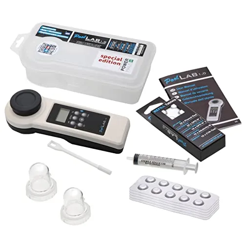 POWERHAUS24 Special Edition: 13 in 1 PoolLAB® 1.0 Wassertester - Professioneller 13 in 1 Wassertester für Pools und Whirlpools mit Bluetooth 4.0 zur kabellosen Synchronisation von Messergebnissen und einer praktischen Aufbewahrungsbox.