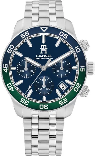Tommy Hilfiger Chronograph TH85 1792185 - Elegante Herrenuhr mit Edelstahlarmband - Chronographen, Quarzuhr mit wasserdichtem Gehäuse bis 5 bar und Stoppfunktionen, ideal für modische Herren, die Präzision und Stil schätzen.