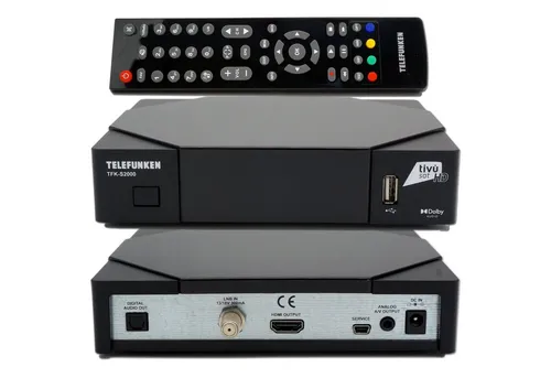 Telefunken TFK-S2000 DVB-S2 Full HD Sat Receiver - TV-Receiver mit HEVC-Unterstützung und TiVuSat HD Karte für gestochen scharfe Bildqualität – ideal für Ihr Fernseherlebnis.