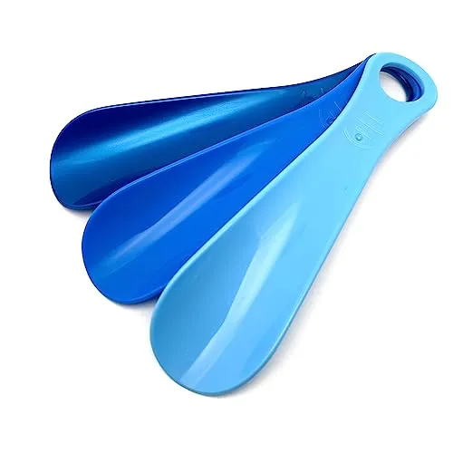 TelMo 3er Schuhlöffel Set, Schuhanzieher aus Kunststoff, ca.18cm, aus Deutschland (Blue_2)