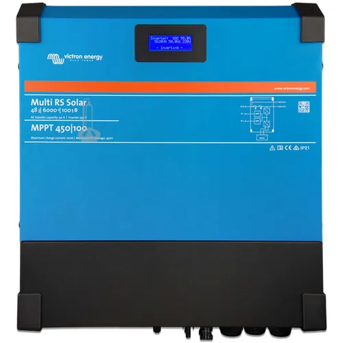 Victron Multi RS Solar 48/6000 - Dual Tracker Hybrid-Wechselrichter - Wechselrichter mit 6 kVA und 450 VDC PV-Eingang, ideal für effiziente Solarstromnutzung und leisen Betrieb.