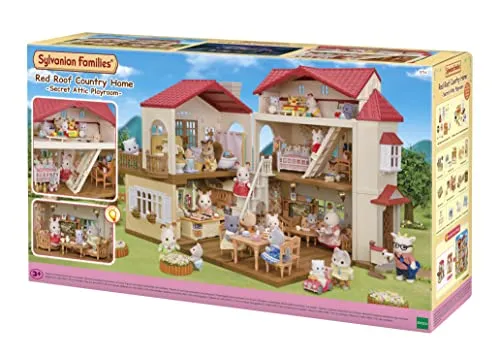 Sylvanian Families 5716 Stadthaus mit Dachzimmer - Aufklappbares Puppenhaus mit 5 Zimmern und echtem Licht, ideal für kreative Spielwelten ab 3 Jahren