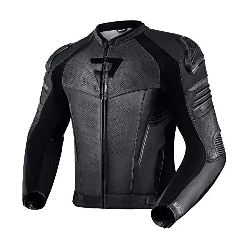 REBELHORN Vandal Motorradjacke Herren | Rindsleder | Ellbogen und Schulterprotektoren Stufe 2 | Schulterschieber | Softshell In&Out Weste | Perforierte Belüftungspaneele