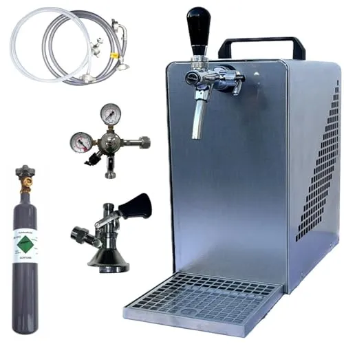 BieTal® Bierzapfanlage Bierkühler SET - 30 Liter/h mit CO2 - Zapfanlage für bis zu 15 Personen, kühlt bis zu 30 Liter Bier pro Stunde und ist in nur 2-5 Minuten zapfbereit. Komplettset mit allem Zubehör für perfekten Biergenuss auf Partys.