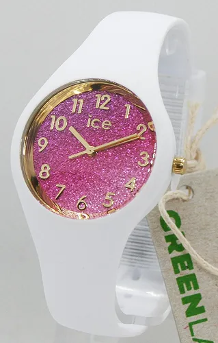 Ice Watch Ice Glitter - White Pink Mädchen Armbanduhr - Armbanduhren für Mädchen mit stilvollem Design, Silikonarmband und wasserdicht bis 10 bar – ideal für jeden Anlass.