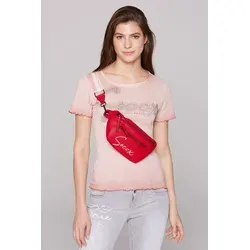 SOCCX Damen Bauchtasche mit Logo Print und Wechselgurt - Gürteltasche aus genarbtem Kunstleder mit praktischem Zipper, ideal für stylische Aufbewahrung. Wechselgurt mit Print für individuellen Look.