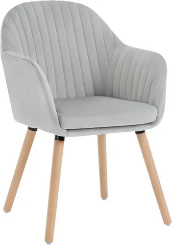 Woltu Esszimmerstuhl mit Armlehne aus Samt und Massivholzbeinen - Eleganter Esszimmerstuhl mit ergonomischer Rückenlehne und weicher Sitzfläche. Ideal für komfortables Sitzen, vielseitig einsetzbar und mit rutschfesten Pads für Stabilität.