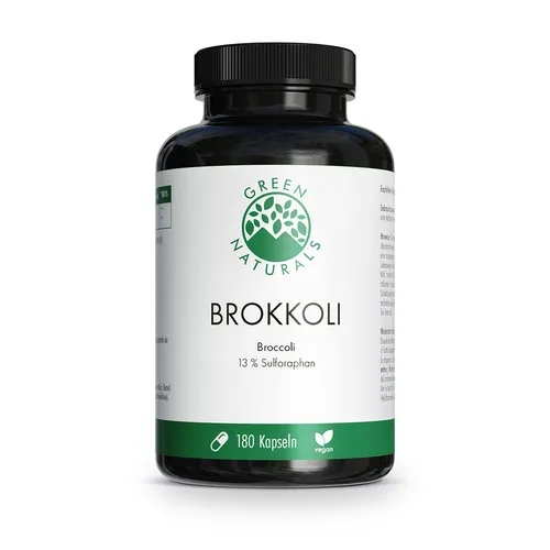Green Naturals Brokkoli + 13% Sulforaphan Kapseln - Antioxidantien mit 13% Sulforaphan aus Brokkoli, laktosefrei, glutenfrei und vegan – die ideale Nahrungsergänzung für Ihre Gesundheit, ohne künstliche Zusätze.