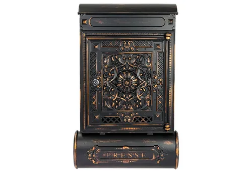 HMF Wandbriefkasten 512-20 Antik mit Zeitungsfach in gold von HMF