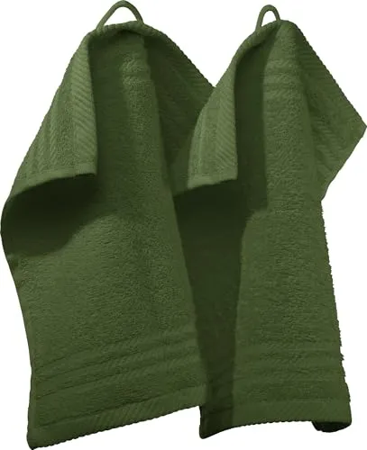 REDBEST Seiftuch New York 2er- Pack dunkelgrün Größe 30x30 cm - leichte, weiche Qualität, saugstark, sehr strapazierfähig, 100% Baumwolle