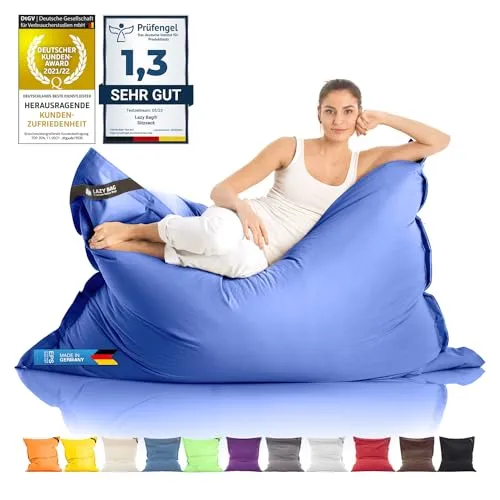 LAZY BAG Riesen-Sitzsack Classic XXL 140x180 cm | Bequemer Sitz- und Liegespaß für drinnen und draußen - Sitzsäcke, wasserfest, ergonomische Form mit EPS-Perlen für optimalen Komfort und Unterstützung, waschbarer Bezug für einfache Pflege.