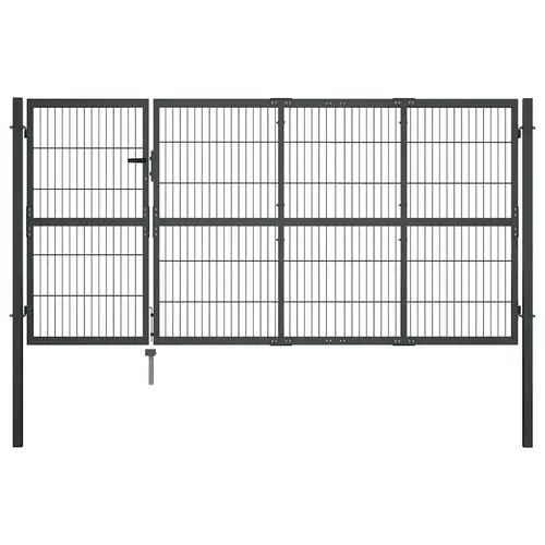 Gartentor mit Pfosten Stahl 350×120 cm Anthrazit - Gartenzäune mit robustem, pulverbeschichtetem Stahl, langlebig und rostbeständig; sicheres Design mit integriertem Schloss für zusätzlichen Schutz.