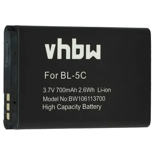 vhbw 1x Akku Ersatz für BBK BK-BL-5C, BL-OS4, BP-MPB16, BP-75LI für Handy Smartphone Telefon (700 mAh, 3,7 V, Li-Ion)