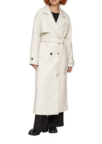 QS Damen 2148198 Mantel mit Bindegürtel, 05W0, 42 - Funktionsjacke mit Reverskragen und Bindegürtel, ideal für einen lässigen Look und optimalen Tragekomfort.