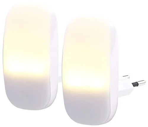 Lunartec Nachtlicht mit Stecker: 2 kompakte LED-Steckdosen-Nachtlichter, Dämmerungssensor, 1 lm, 0,25 W (mit Lichtsensor, Steckdose Sensor)