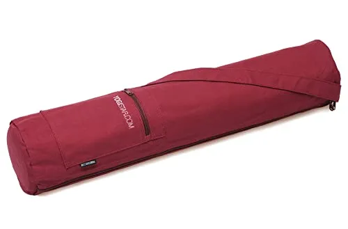 Yogitasche Yogibag® Basic - Zip - Baumwolle - 65 cm Bordeaux - Stylische Yogatasche in Bordeaux für Yogamatten und Sportmatten. Aus hochwertiger Baumwolle, bietet Platz und Schutz für deine Ausrüstung. Ideal für Yoga und Fitness, stets praktisch und elegant.