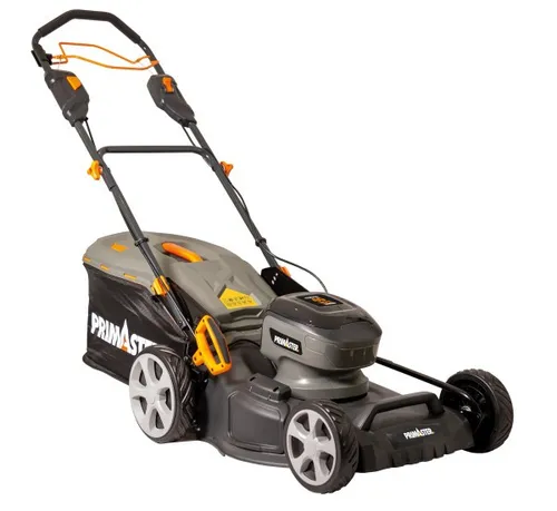 Primaster Akku-Rasenmäher PARM 4046VS 40V - Rasenmäher mit 46 cm Schnittbreite, kabellos und ideal für eine mühelose Rasenpflege dank leistungsstarkem Akku und Ladegerät im Lieferumfang.