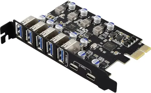 Renkforce RF-6613198 5+2 Port USB 3.2 Gen 1 Controllerkarte - USB-, Firewire-, Seriell/Parallel-Karten – Erweitere deinen PC mühelos mit 7 zusätzlichen Anschlüssen (5x USB-A, 2x USB-C) für noch mehr Geräte und Flexibilität.