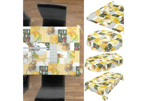 ANRO Tischdecke Tischdecke Wachstuch Tiere Gelb Robust Wasserabweisend Breite 140 cm, Glatt