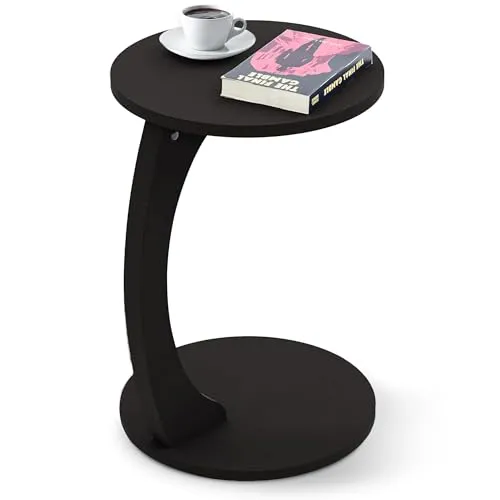 [en.casa] Beistelltisch Holeby – Flexibler Couchtisch auf Rollen - Beistelltisch fürs Wohnzimmer mit C-Form und Rollen für müheloses Verschieben. Ideal für kleine Räume, bietet Platz für Snacks und Bücher und ist pflegeleicht.