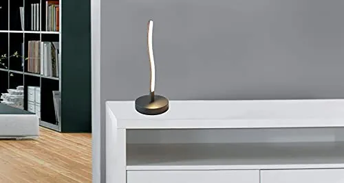 Trango 2017-91A Design Deko-Tischleuchte wellenförmige in Schwarz-Anthrazit *WAVE* Lichtleiste Tischlampe Nachttischlampe Lampe 5 Watt - 400 Lumen LED Leuchtmittel 3000K warmweiß