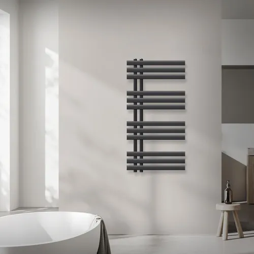 LuxeBath Handtuchwärmer Iron EM - Designheizkörper für Ihr Badezimmer - Heizkörper und Handtuchhalter in einem, aus hochwertigem Stahl mit effizienter Wärmeabgabe. Ideal für ein warmes und komfortables Badezimmer.