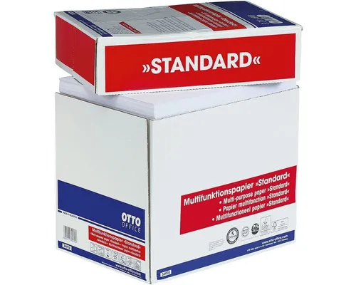 OTTO Office Standard Druckerpapier A4 - 2500 Blatt Maxi-Box - Papier für Multifunktionsdrucker, 80g/m² - ideal für Tintenstrahl- und Laserdruck, hervorragende Weiße für besten Kontrast.