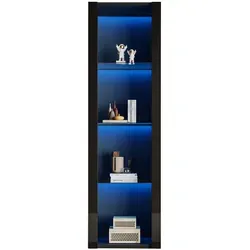 Stilvora Vitrine Schwarz – Elegante Glasvitrine mit 3 Fächern - Moderne Vitrine aus Holzwerkstoff und Glas mit 3 stabilen Glasböden. Ideal zur stilvollen Präsentation und Aufbewahrung von Dekorationsartikeln und Sammlerstücken. Pflegeleicht und vielseitig einsetzbar.