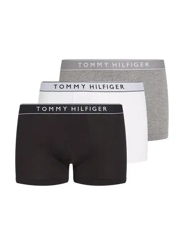 Tommy Hilfiger Herren 3er Pack Boxershorts Trunks mit Logobund, Mehrfarbig (Mid Hthr/Blck/Th Wht), XXL - HOCHWERTIGE BOXERSHORTS: Das 3er Set von Tommy Hilfiger vereint Stil und Komfort. Die elastischen Taillenbündchen sorgen für optimalen Sitz, ideal für Sport und Alltag. Perfekt als Geschenk für den modernen Mann!