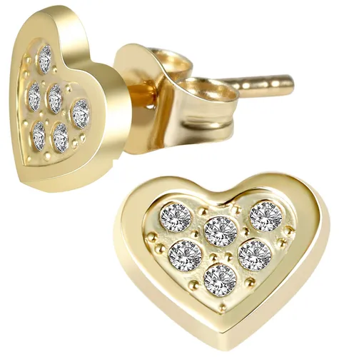 Ohrringe Ohrstecker Herz Ohrring 333er Gold Gelbgold Steinchen Liebe Paar NEU