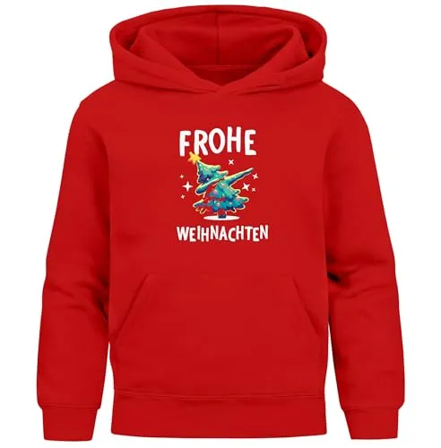 MoonWorks® Kinder Hoodie Weihnachten Pullover mit lustigen Motiven Rot 140 - Der perfekte Weihnachts-Hoodie für Kinder! Mit fröhlichen Dabbing XMAS-Motiven sorgt dieser Pullover für gute Laune und ist ideal für kalte Tage. Ein tolles Geschenk, das Kinderaugen zum Strahlen bringt!