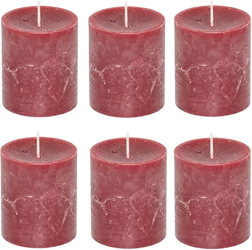 MichaelNoll Stumpenkerze Stumpenkerze Rustic 6er Set - Kerze - Kein Ruß - 30 Std.- 7x8 cm