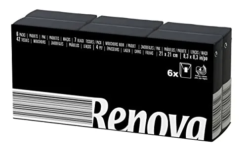 Renova Taschentücher Kompakt Schwarz, 6 Päckchen à 7 Stück von Renova