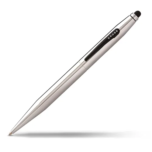Cross Tech 2 Kugelschreiber mit Stylus in Glanz-Chrom - Druckkugelschreiber mit stylischem Design und praktischem Stylus, ideal für Notizen auf Papier und Touchscreen-Geräten. Auswechselbare Mine für ein perfektes Schreibgefühl.
