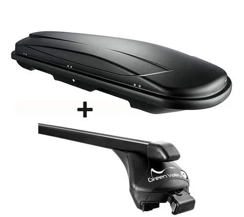 Skibox schwarz VDP JUXT400 lit + Relingträger VW Golf Alltrack