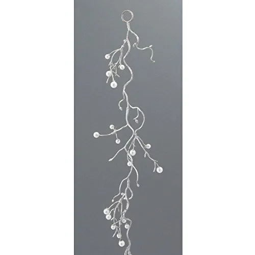 creativ home Künstliche Perlengirlande 105 cm Girlande Dekoration mit silbernen Cuentas. -49