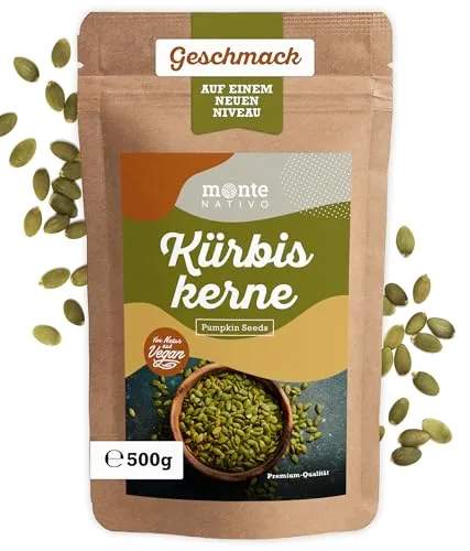 Kürbiskerne roh Monte Nativo (500g) - Pumpkin Seeds - Kürbiskerne ideal zum Backen - Schonend getrocknete und aromatische Gewürze ideal zum Kochen und Würzen - Intesives Aroma und Geschmack