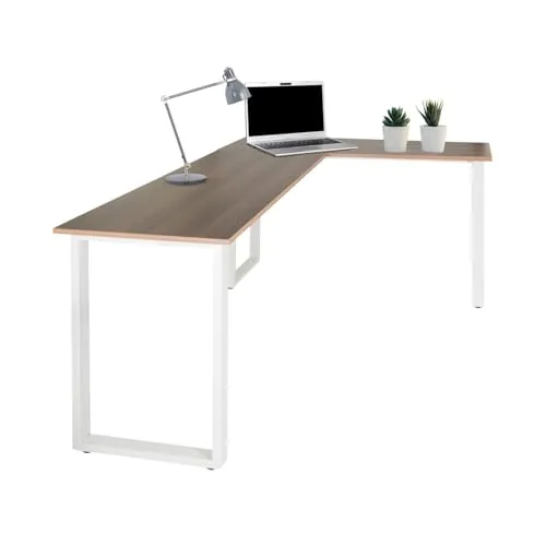 hjh OFFICE Eckschreibtisch WORKSPACE BASIC I - Kinderschreibtisch mit eleganter Melaminharzbeschichtung, großzügiger Arbeitsplatte und pulverbeschichtetem Stahlgestell für optimale Stabilität und Stil.