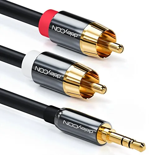 deleyCON 6m Klinkenkabel Cinch-Kabel, 3,5mm auf 2x RCA