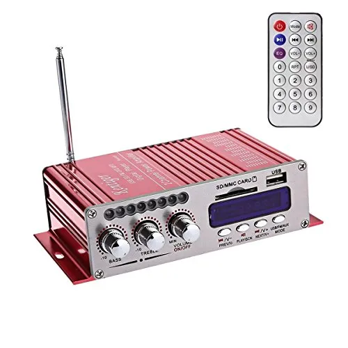 DollaTek 12V Hallo-Fi Digital Stereo Audio Verstärker USB SD DVD FM Audio Stereo Radio MP3 Lautsprecher-Auto-Bluetooth-Verstärker HiFi Mini 2-Kanal-Digital-Display Power Player