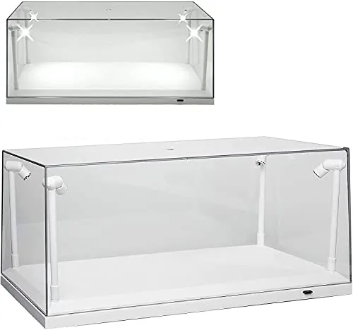 Klarsichtbox Vitrine mit LED-BelDHchtung weiß für 1:18 Modellautos, 4 LED-Lampen / Triple9