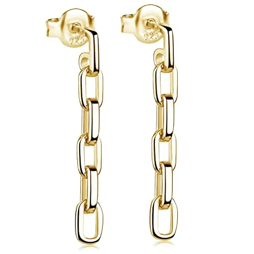 Materia Ohrringe Kettenglieder gold - Elegante Ohrstecker aus 925 Silber - Ohrringe für Damen im trendigen Kettenglieder-Design, hochwertig vergoldet und perfekt für jeden Anlass. Lieferung in einer schicken Schmuck-Schachtel.
