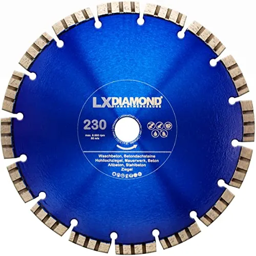 LXDIAMOND Diamant-Trennscheibe 230mm x 22,23mm Diamantscheibe für Stein Beton Stahlbeton Mauerwerk Waschbeton passend für Trennschleifer Winkelschleifer