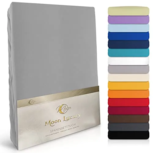 MOON-Luxury Spannbettlaken Spannbetttuch Jersey Stretch 230g/m² für Wasserbetten, Boxspringbetten und herkömmliche Matratzen (Graphit, 140x200-160x220)