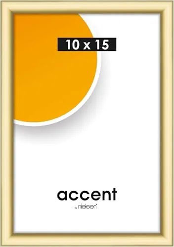accent by nielsen Bilderrahmen, 10 x 15 cm, Kunststoff, Gold, Fotorahmen zum Auftstellen und Aufhängen im Hoch- & Querformat, Echtglas, Colorado Uni