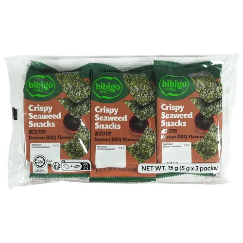 Bibigo Crispy Seaweed Snacks Korean BBQ 3er Pack