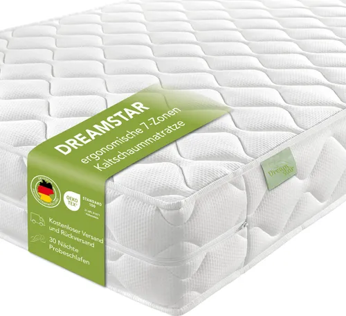 Kaltschaummatratze Ergo Flex von Dreamstar, 7-Zonen Wendematratze mit zwei Härtegraden